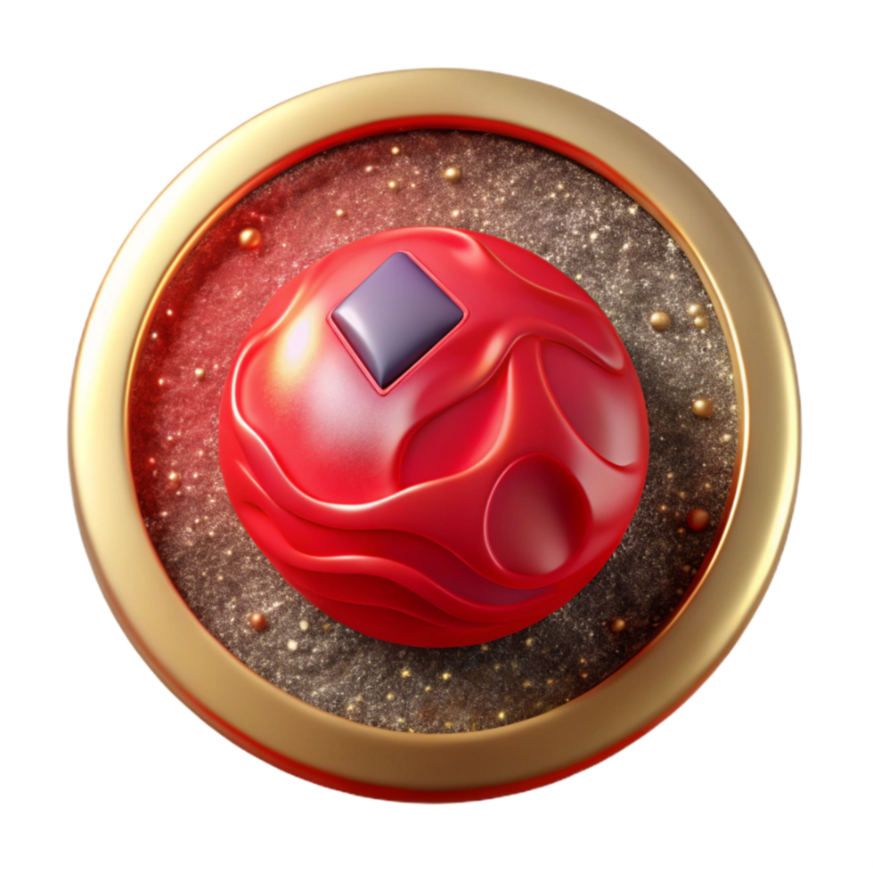 dramatic rustic Round Button Cutout with Red Background genuine png