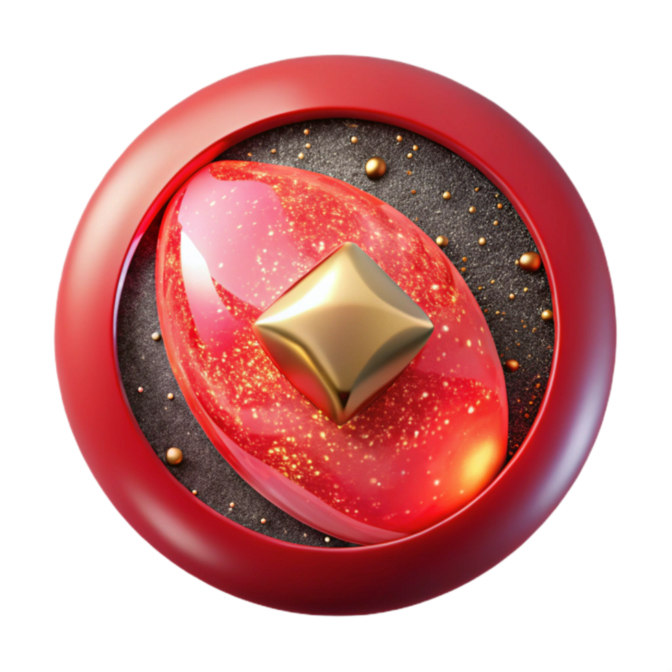 magnificent artistic Round Button Cutout with Red Background authentic png