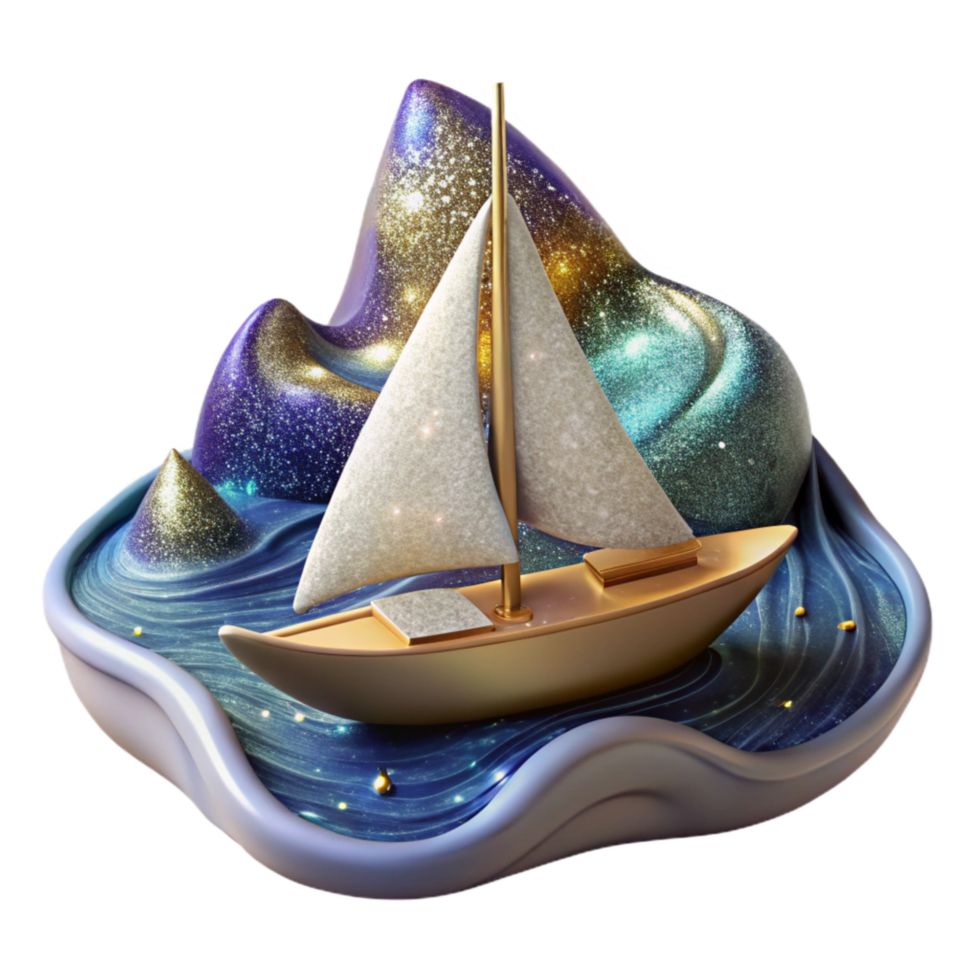 vibrant abstract Sailboat on Calm Water Tranquil Journey Isolated high resolution png