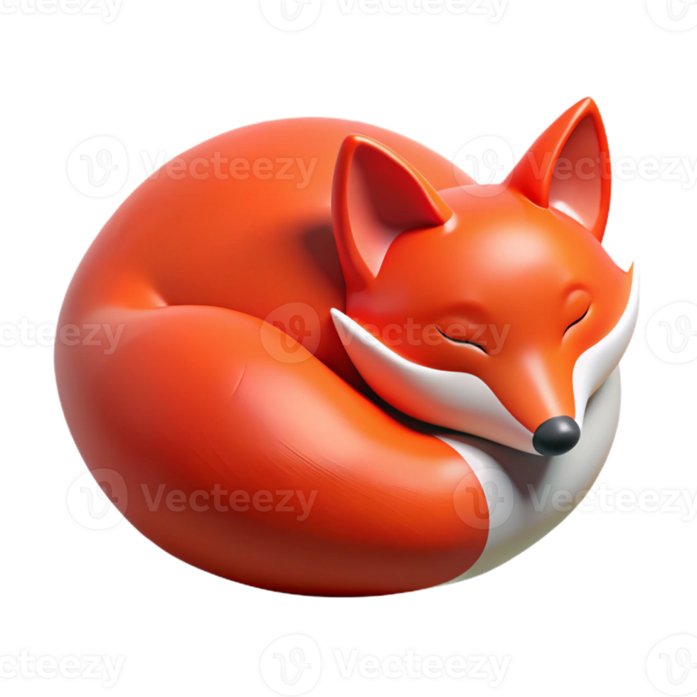 elegant rustic A red fox curled up sleeping authentic png