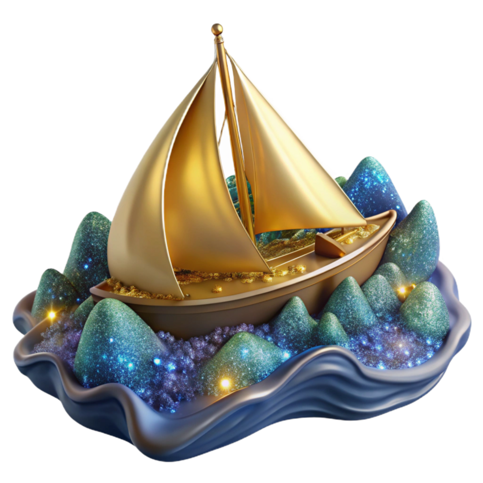 vibrant abstract Sailboat on Stormy Seas Transparent Background authentic png