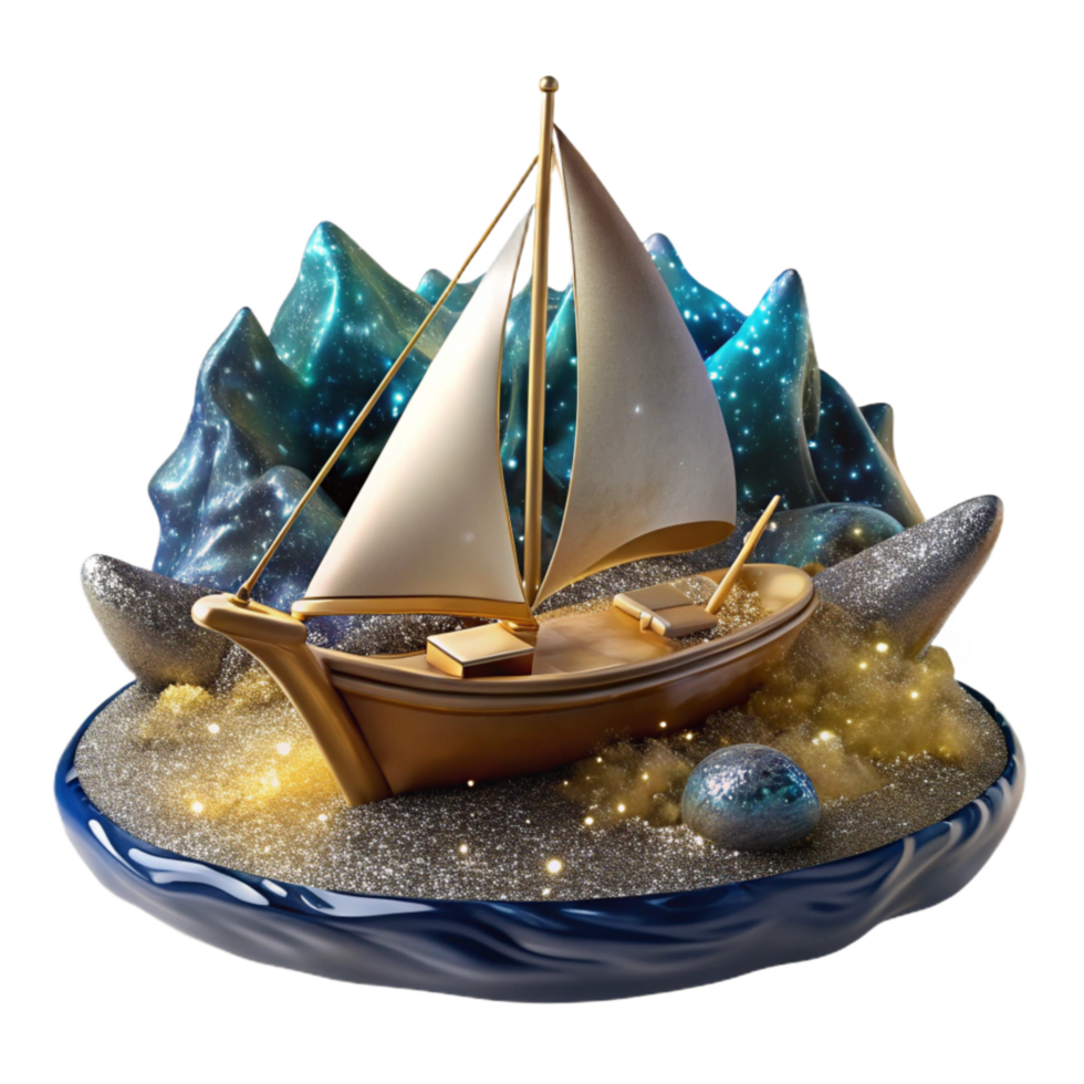 elegant modern Sailboat on Rough Sea Adventure Concept Isolated genuine png