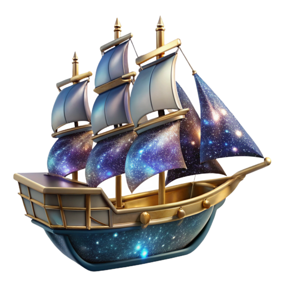 extraordinary creative Sailing Ship with Full Sails Cutout Isolated on Transparent Background high resolution png