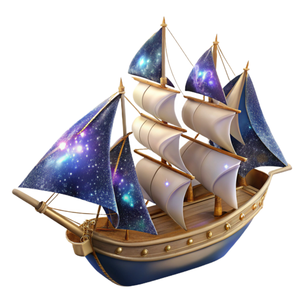 wonderful minimalist Sailing Ship with Full Sails Cutout Isolated on Transparent Background professional png