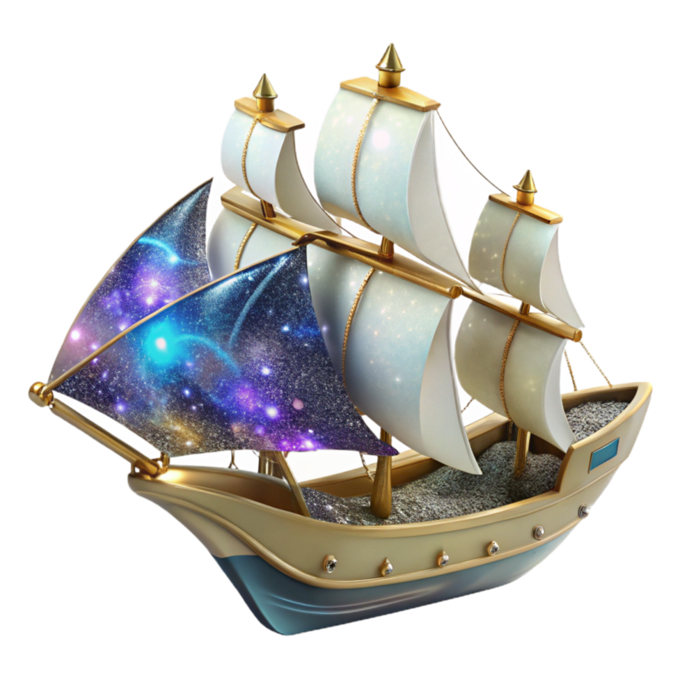 elegant abstract Sailing Ship with White Sails Cutout Isolated png