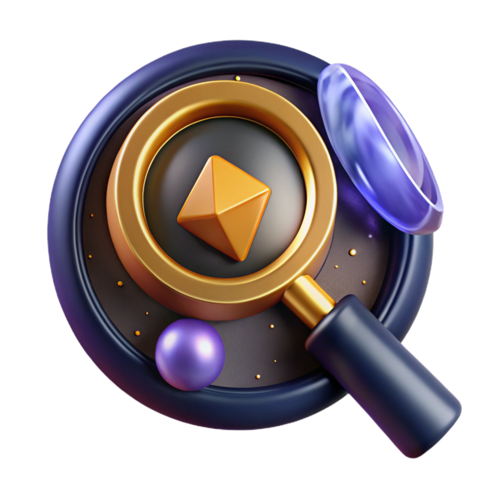 impressive abstract Search Icon Isolated with Magnifying Glass detailed png