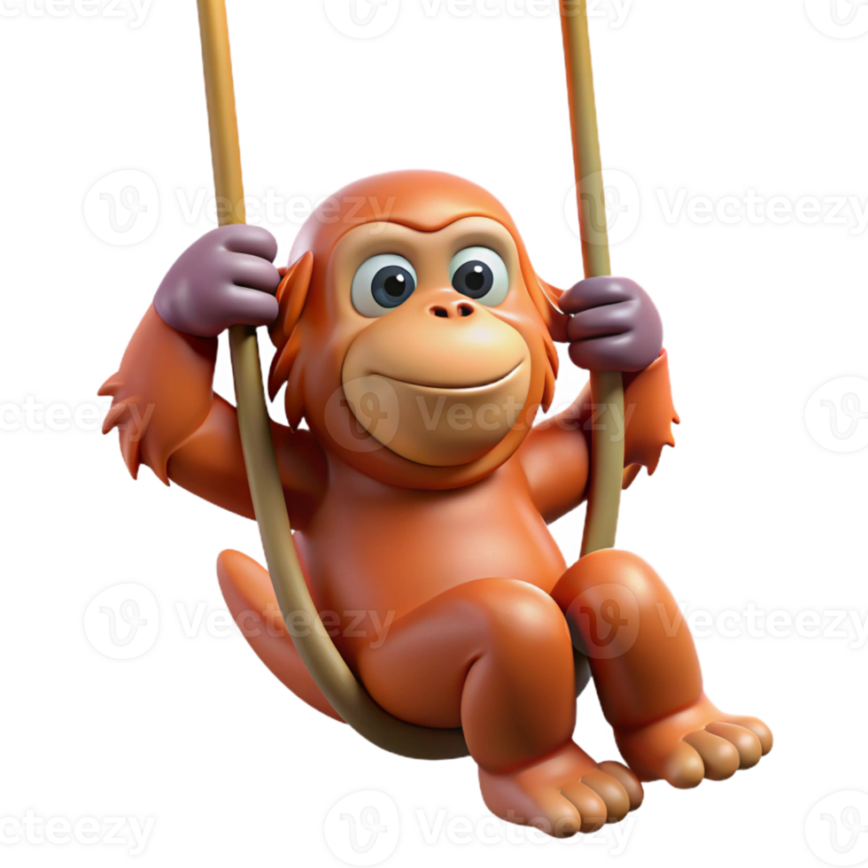 magnificent rustic A playful orangutan swinging professional png