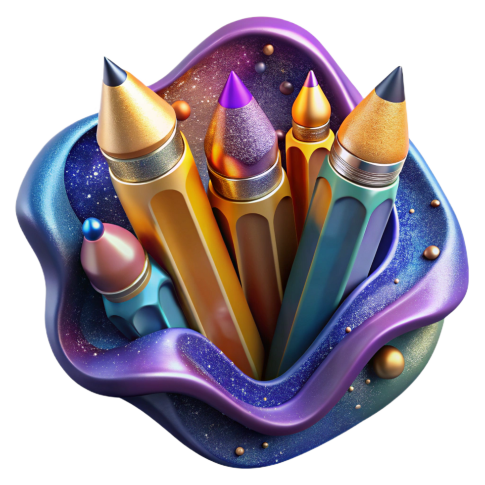 dramatic minimalist Set of Colorful Pencils Top View Cutout original png