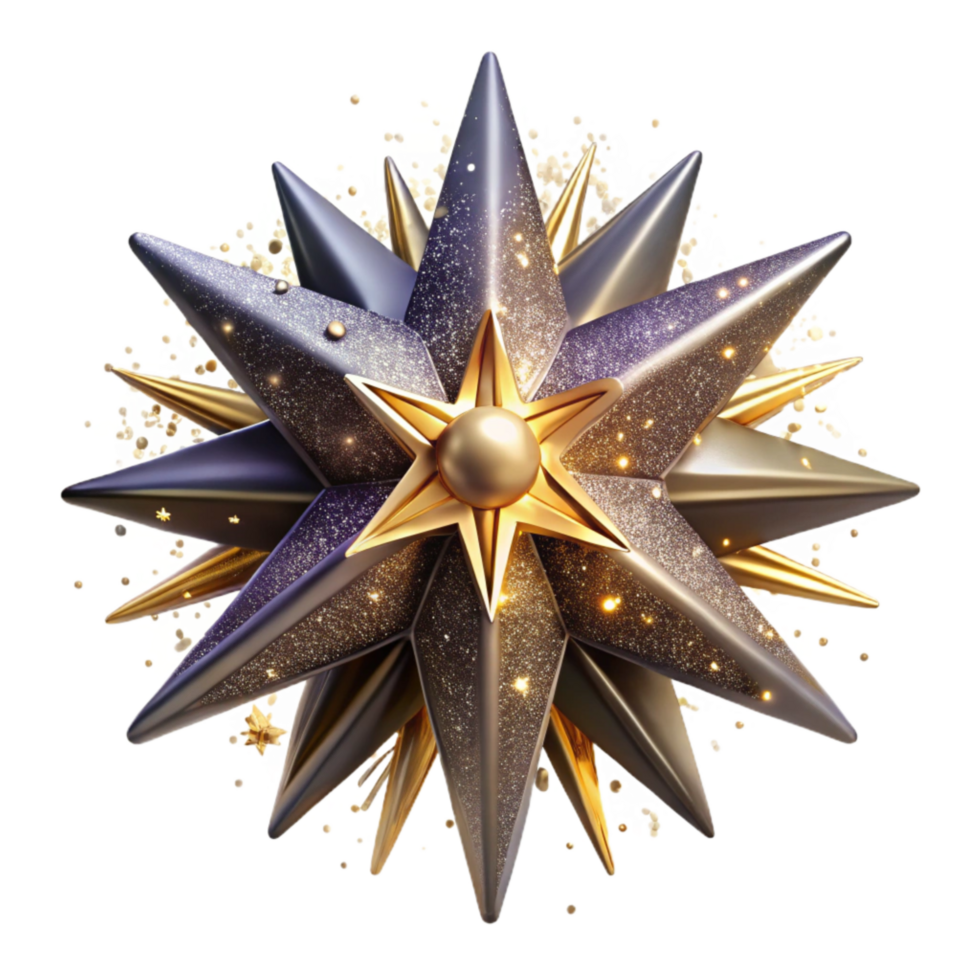 dramatic contemporary Shining Star with Burst Effect Cutout premium png