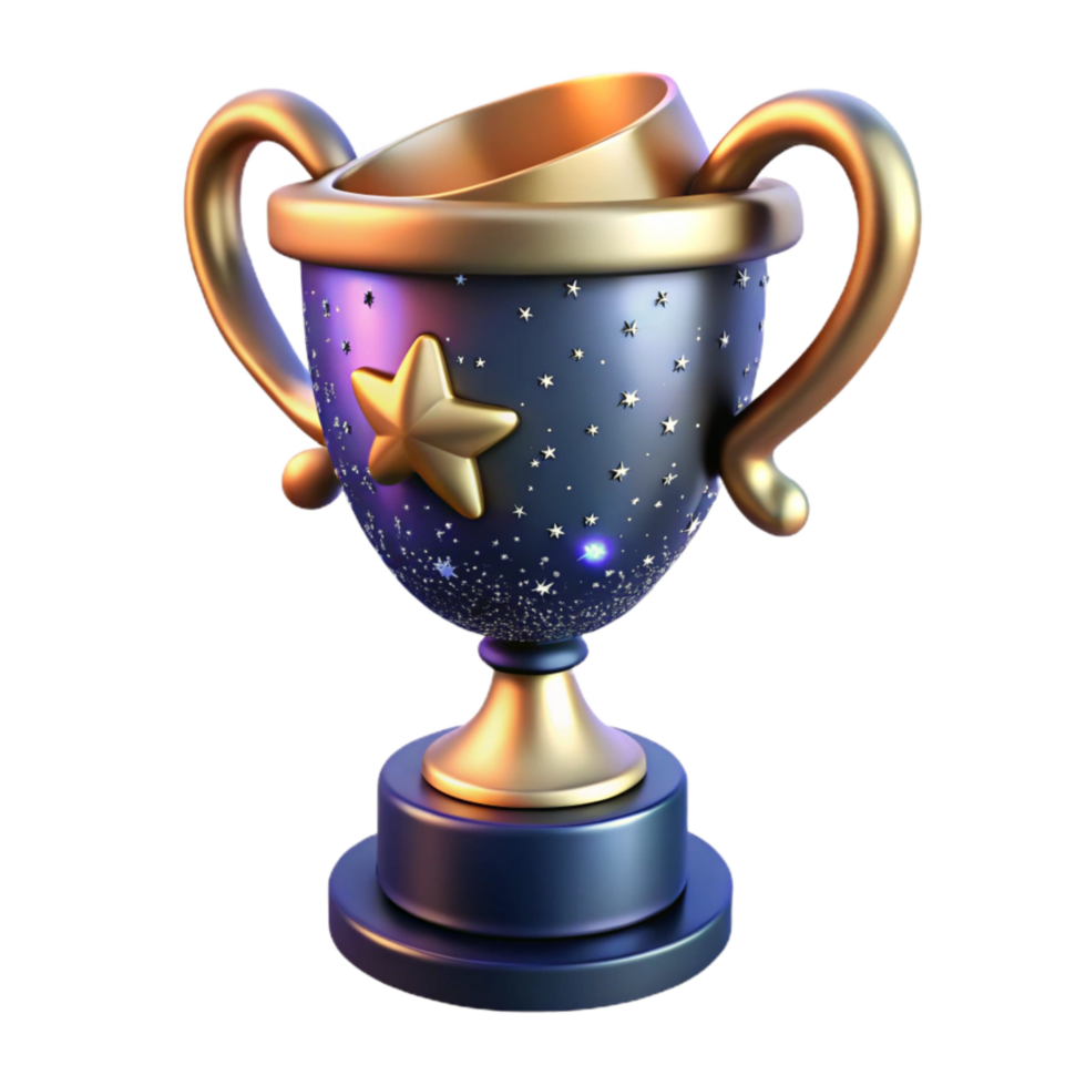 dramatic abstract Shining Trophy Cup with Stars Cutout high quality png
