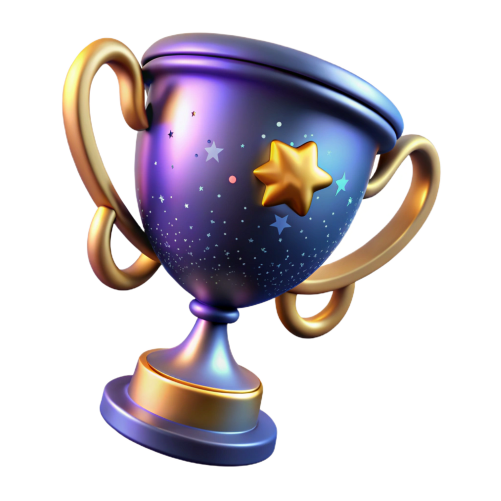 magnificent artistic Shining Trophy Cup with Stars Cutout high quality png