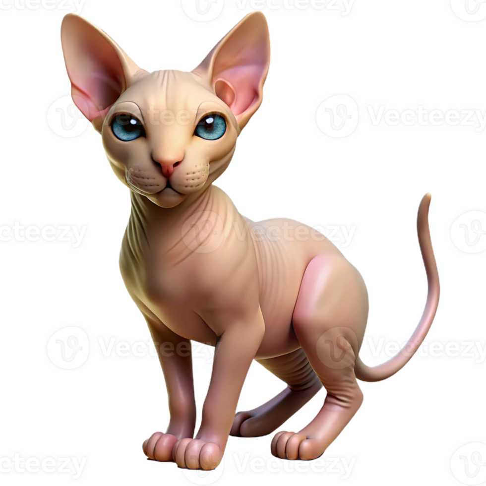 serene classic A Sphynx cat with no fur original png