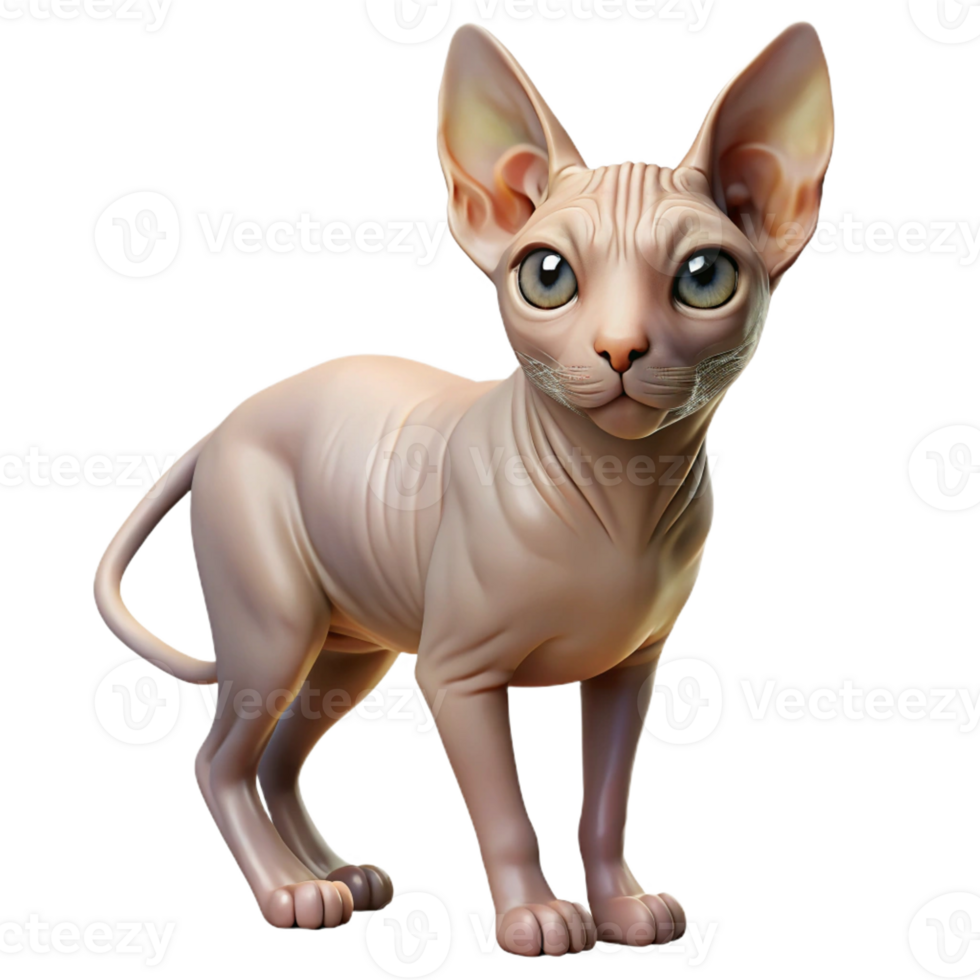 dramatic classic A Sphynx cat with no fur premium png