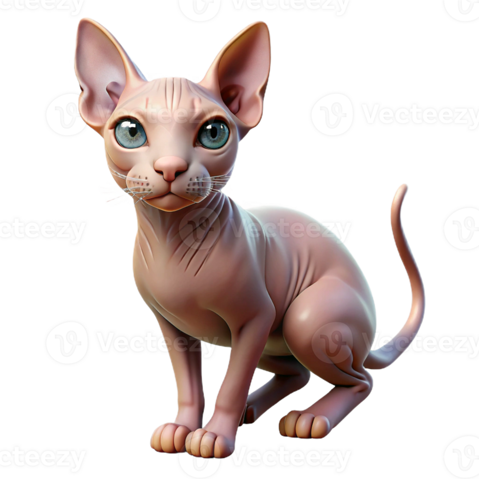 stunning modern A Sphynx cat with no fur professional png