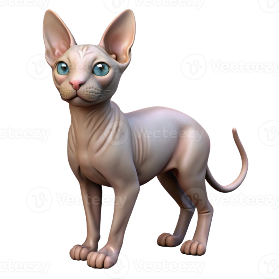 wonderful abstract A Sphynx cat with no fur detailed png