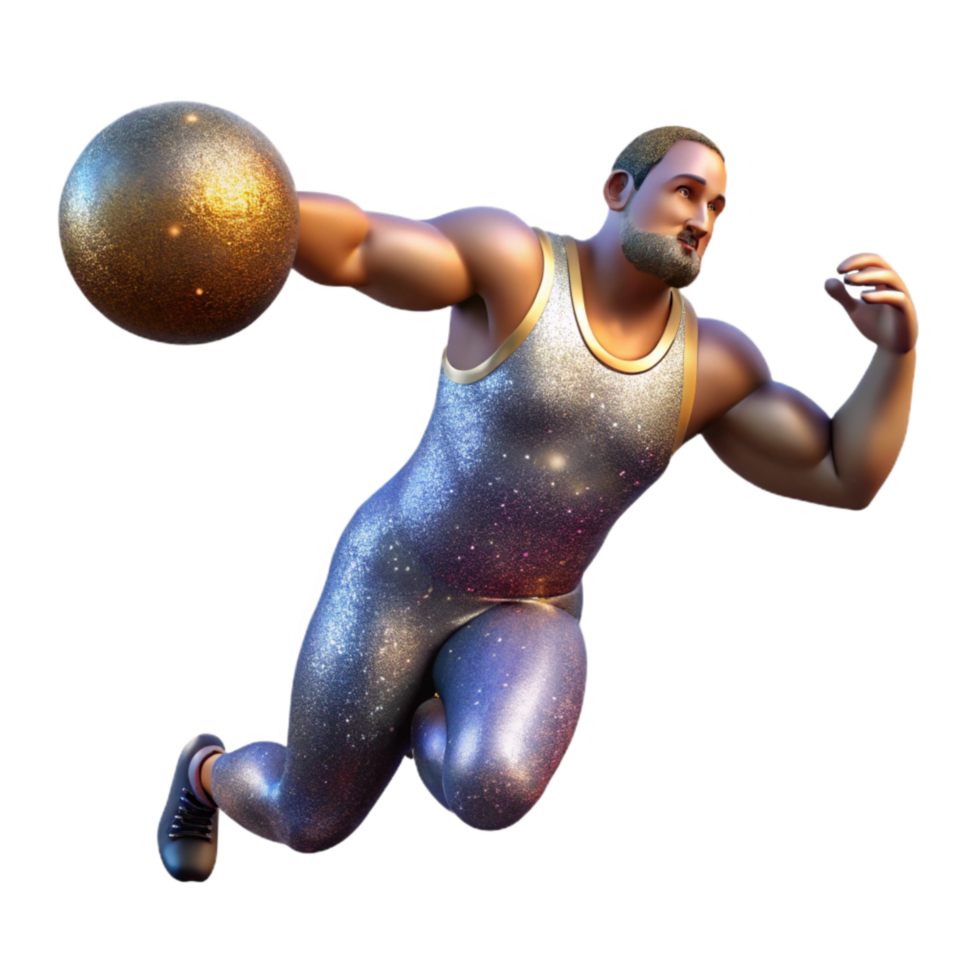 magnificent rustic Shot Putter Throwing Shot Isolated with Dramatic Shadow genuine png