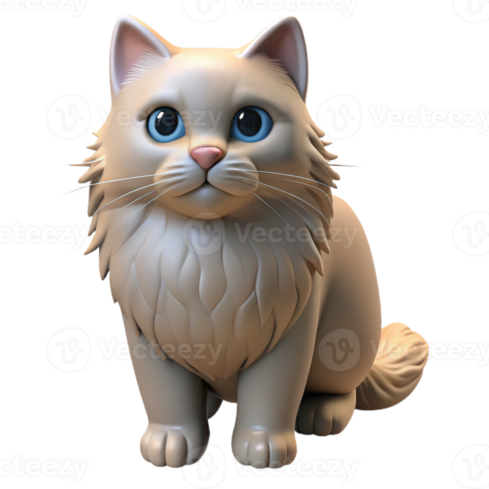serene contemporary A Persian cat with a flat face 4K png