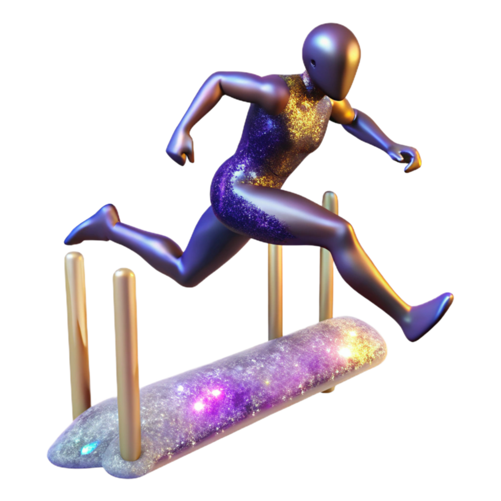 stunning creative Silhouetted Figure Jumping Over Hurdle Transparent Background high quality png