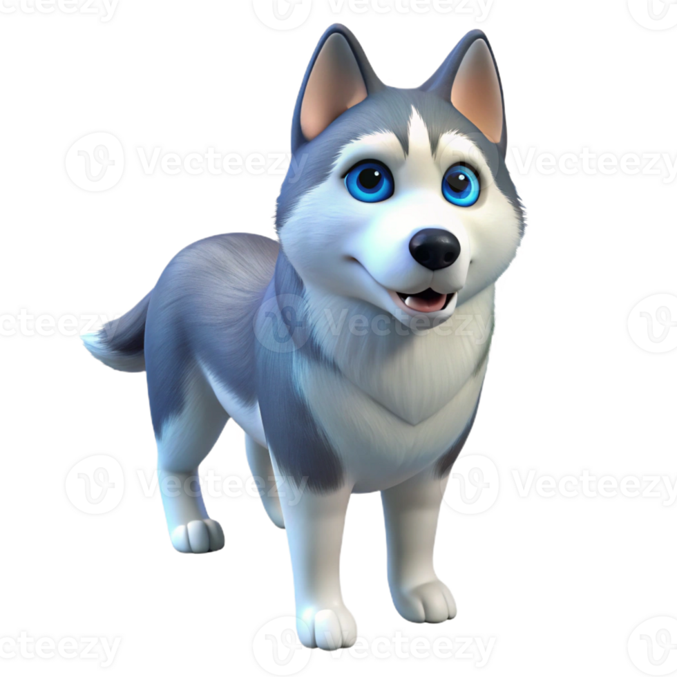 beautiful minimalist A Siberian Husky with blue eyes original png