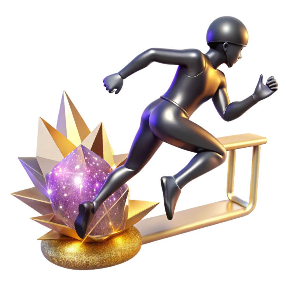 serene traditional Silhouetted Figure Jumping Over Hurdle Transparent Background genuine png