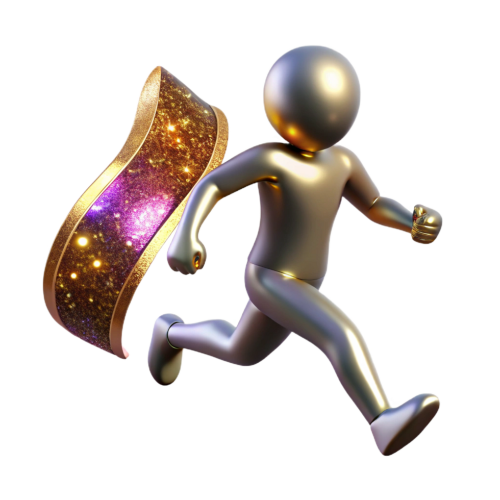 magnificent contemporary Silhouetted Figure Running Towards Finish Line Transparent Background genuine png