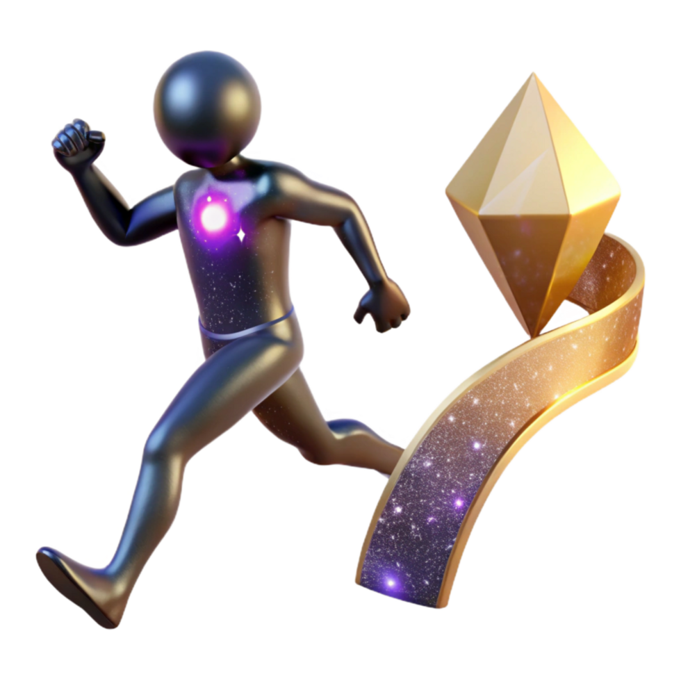 extraordinary minimalist Silhouetted Figure Running Towards Finish Line Transparent Background high quality png