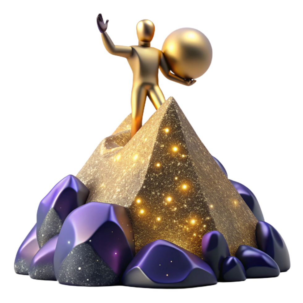 elegant creative Silhouetted Figure Reaching Summit Cutout professional png