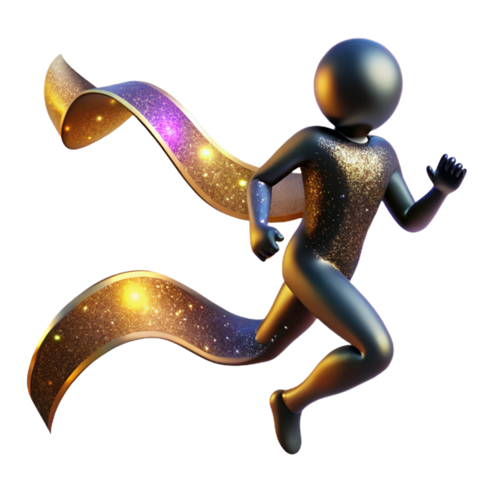 beautiful vintage Silhouetted Figure Running Towards Finish Line Transparent Background png