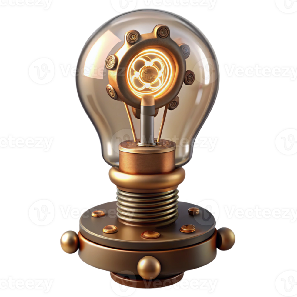 impressive traditional Steampunk lightbulb with intricate filaments and a brass base premium png