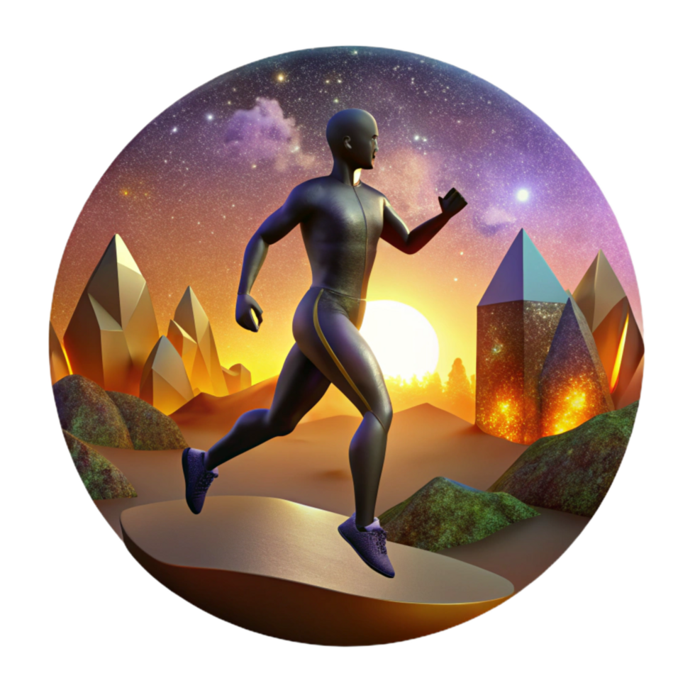 beautiful creative Silhouetted Runner at Sunset Cutout Transparent Background genuine png