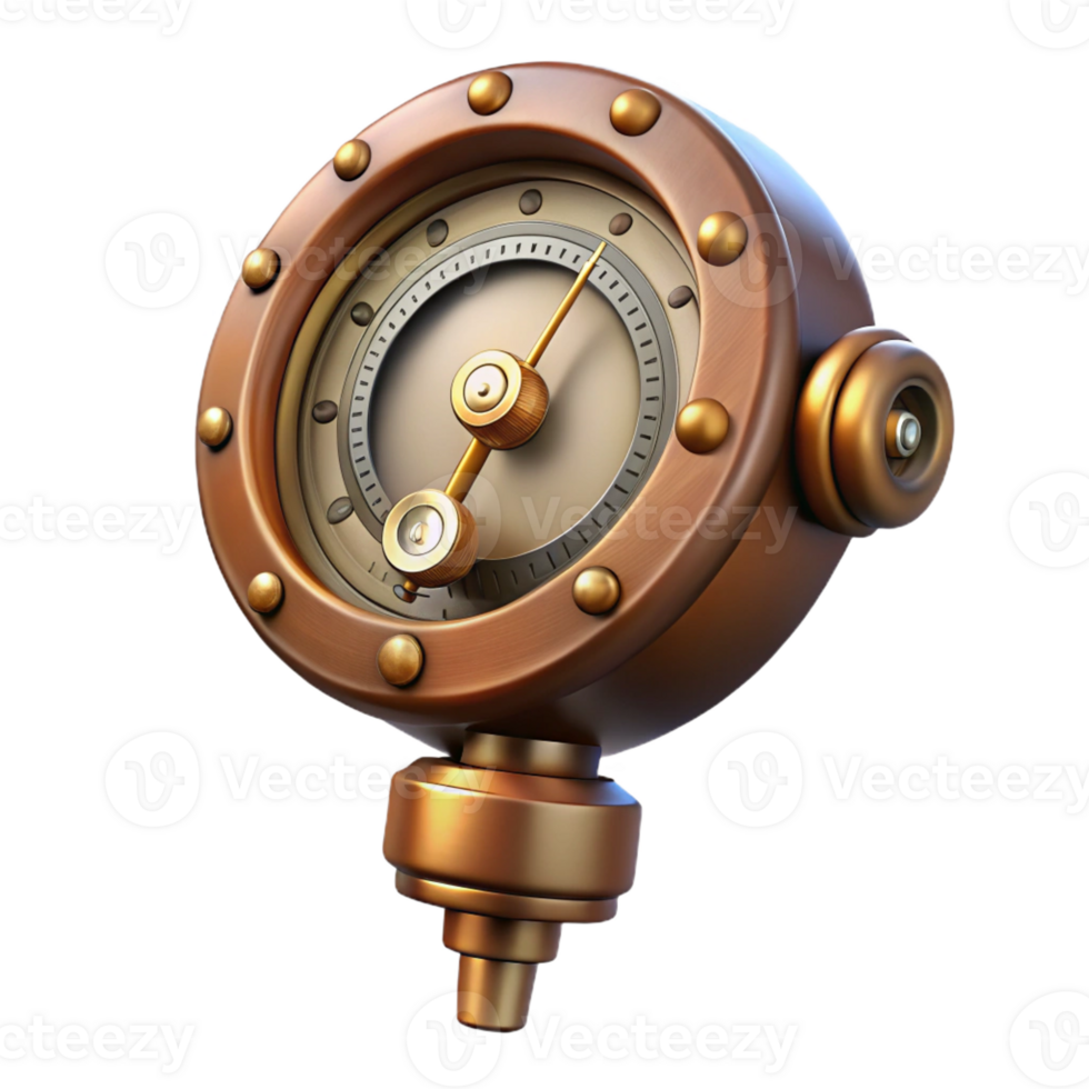 dramatic vintage Steampunk gauge with a needle and intricate markings high quality png