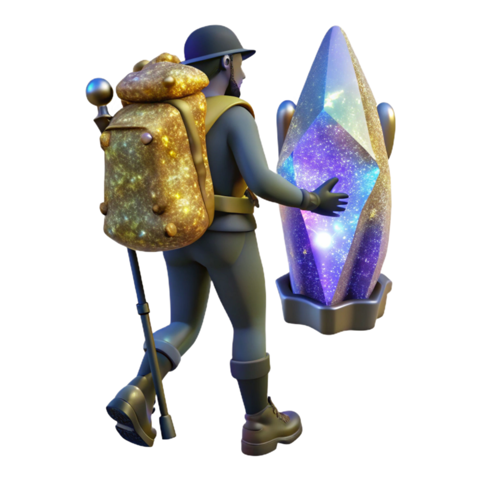 elegant abstract Silhouette Hiker with Backpack Transparent Background png
