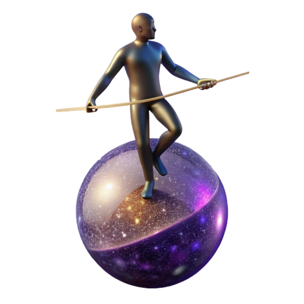 beautiful creative Silhouette Man Balancing on Beam with Sunset Background Cutout genuine png
