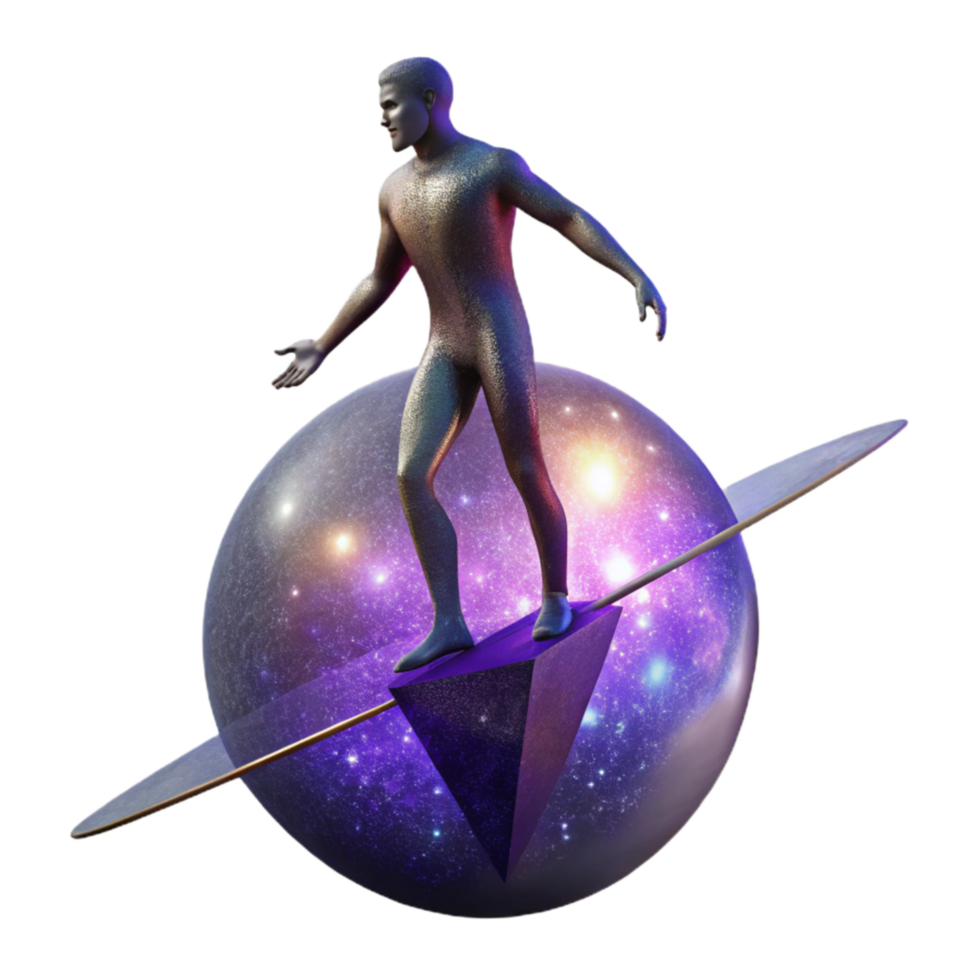 impressive creative Silhouette Man Balancing on Beam with Sunset Background Cutout high quality png