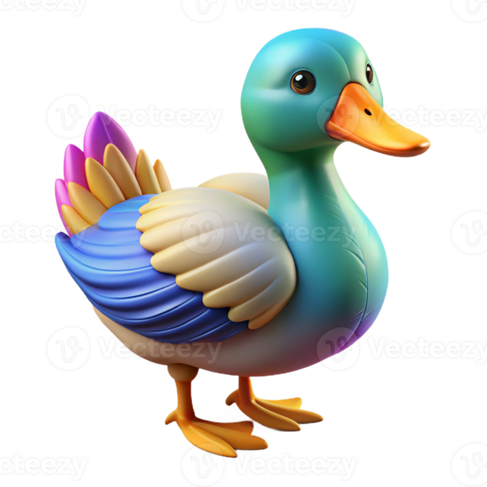 impressive contemporary A duck with colorful feathers professional png