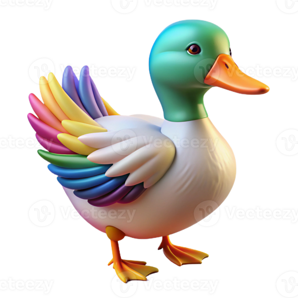 magnificent modern A duck with colorful feathers 4K png