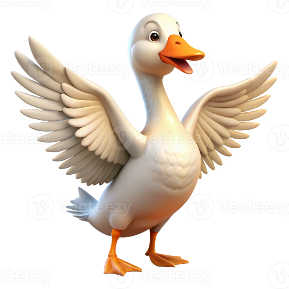 dramatic modern A goose with outstretched wings authentic png