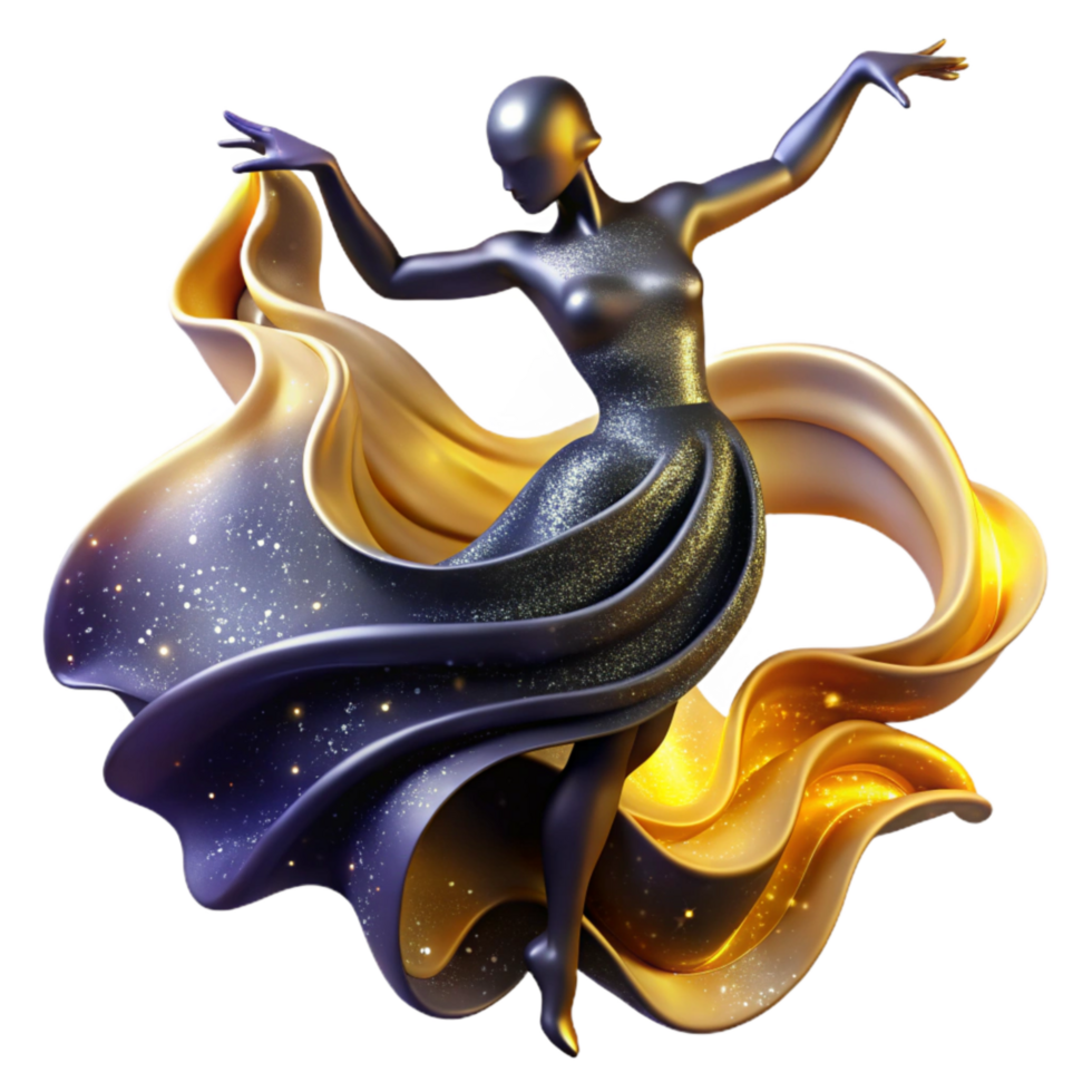 impressive abstract Silhouette of a Dancing Figure Cutout with Flowing Movement detailed png