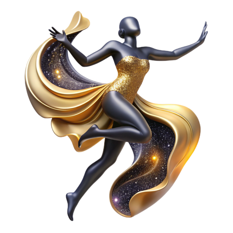 wonderful vintage Silhouette of a Dancing Figure Cutout with Flowing Movement professional png