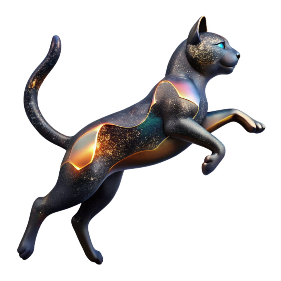 extraordinary modern Silhouette of a Jumping Cat Cutout with Black Outline high resolution png