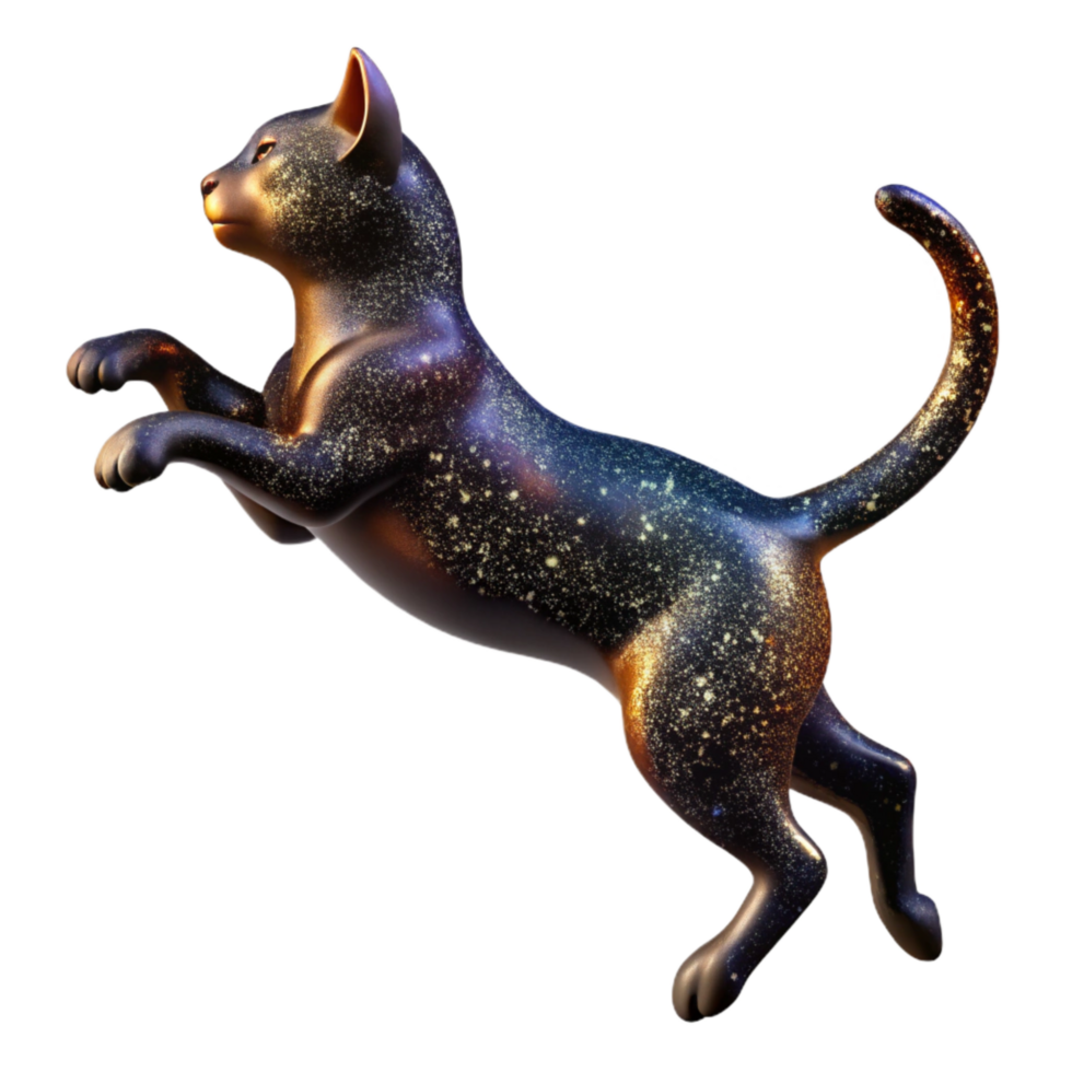 impressive traditional Silhouette of a Jumping Cat Cutout with Black Outline exclusive png
