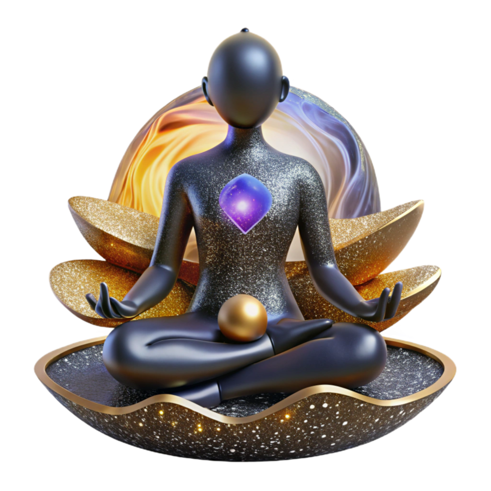 serene classic Silhouette of a Meditating Figure Cutout with Peaceful Pose high resolution png