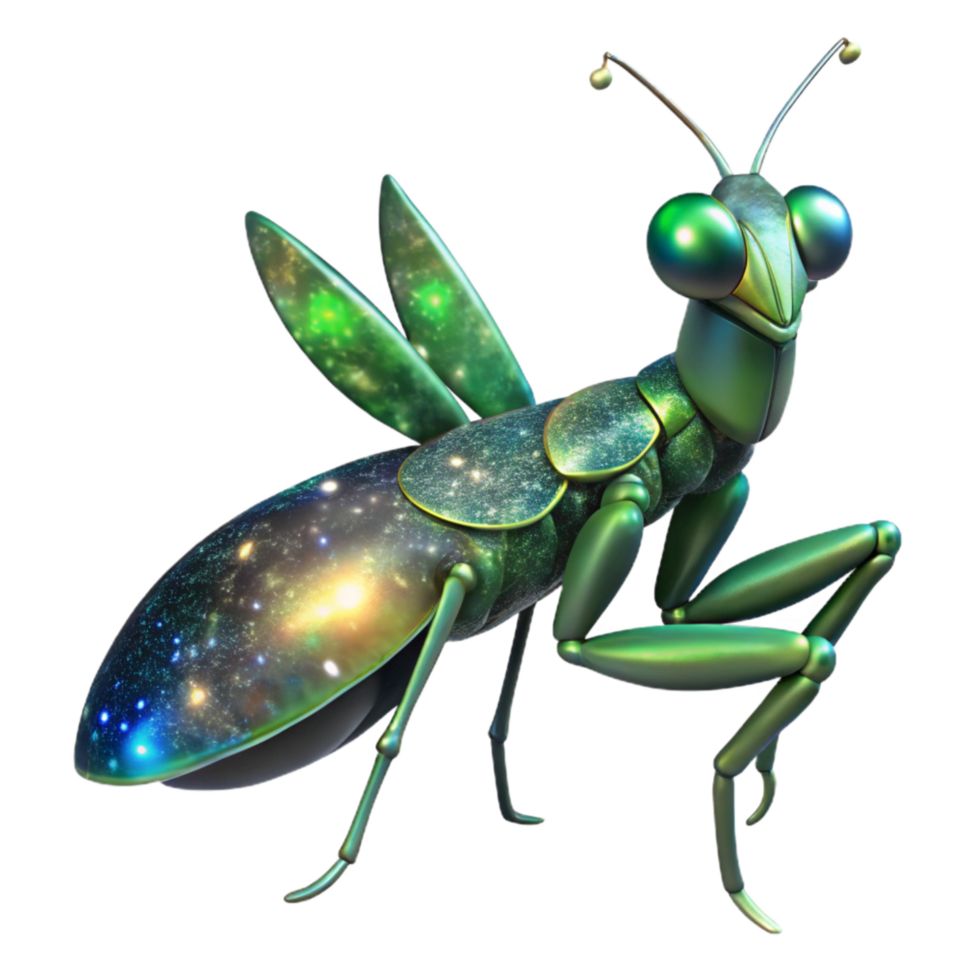 extraordinary rustic Silhouette of a Praying Mantis Cutout with Green Tint detailed png