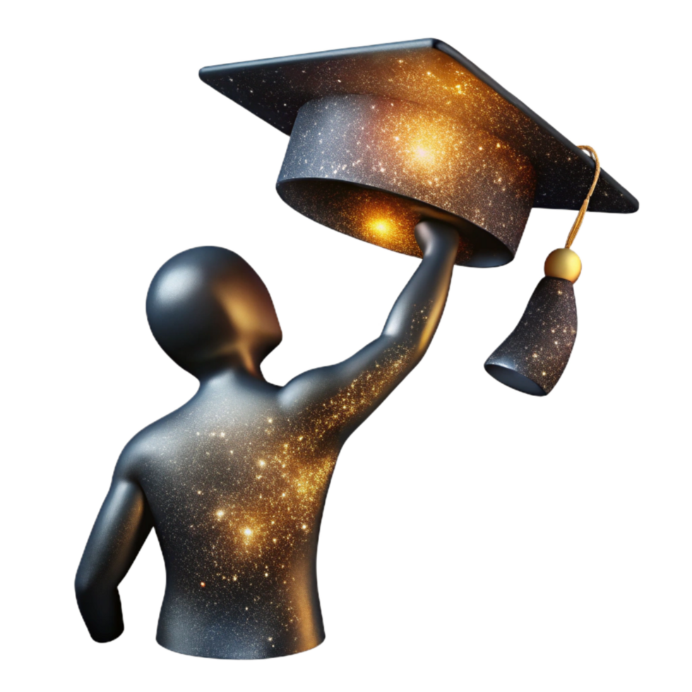 beautiful abstract Silhouette of Graduate Throwing Cap Isolated premium png