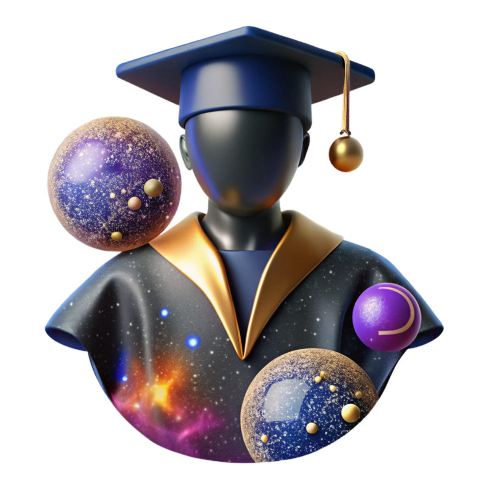 beautiful vintage Silhouette of Graduating Student Isolated original png