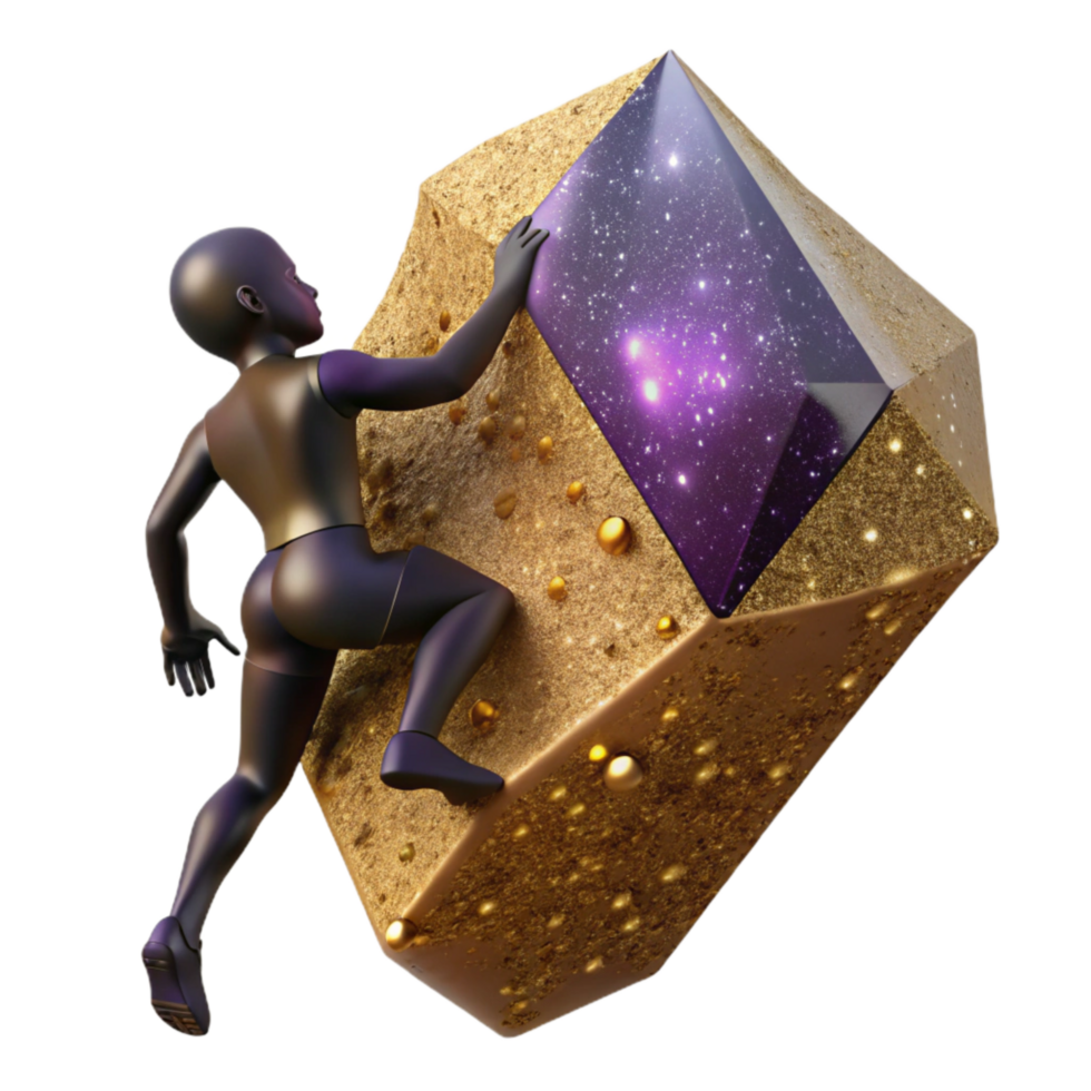 wonderful minimalist Silhouette of Person Climbing Rock Face Isolated professional png