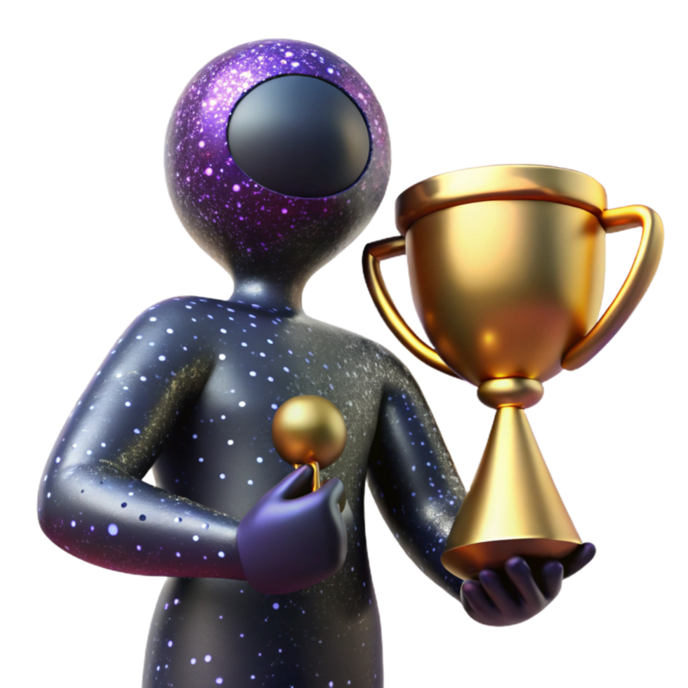 stunning vintage Silhouette of Person Holding Trophy Isolated original png