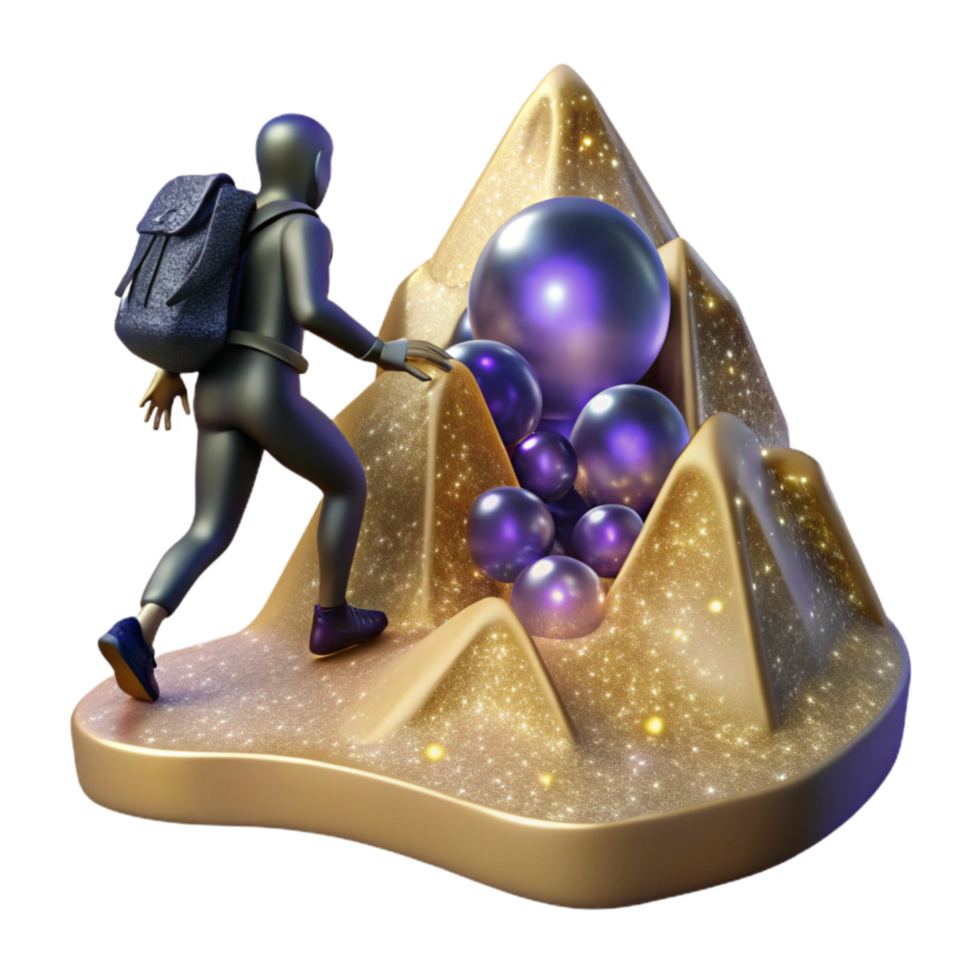 elegant artistic Silhouette of Person Climbing Rock Face Isolated premium png