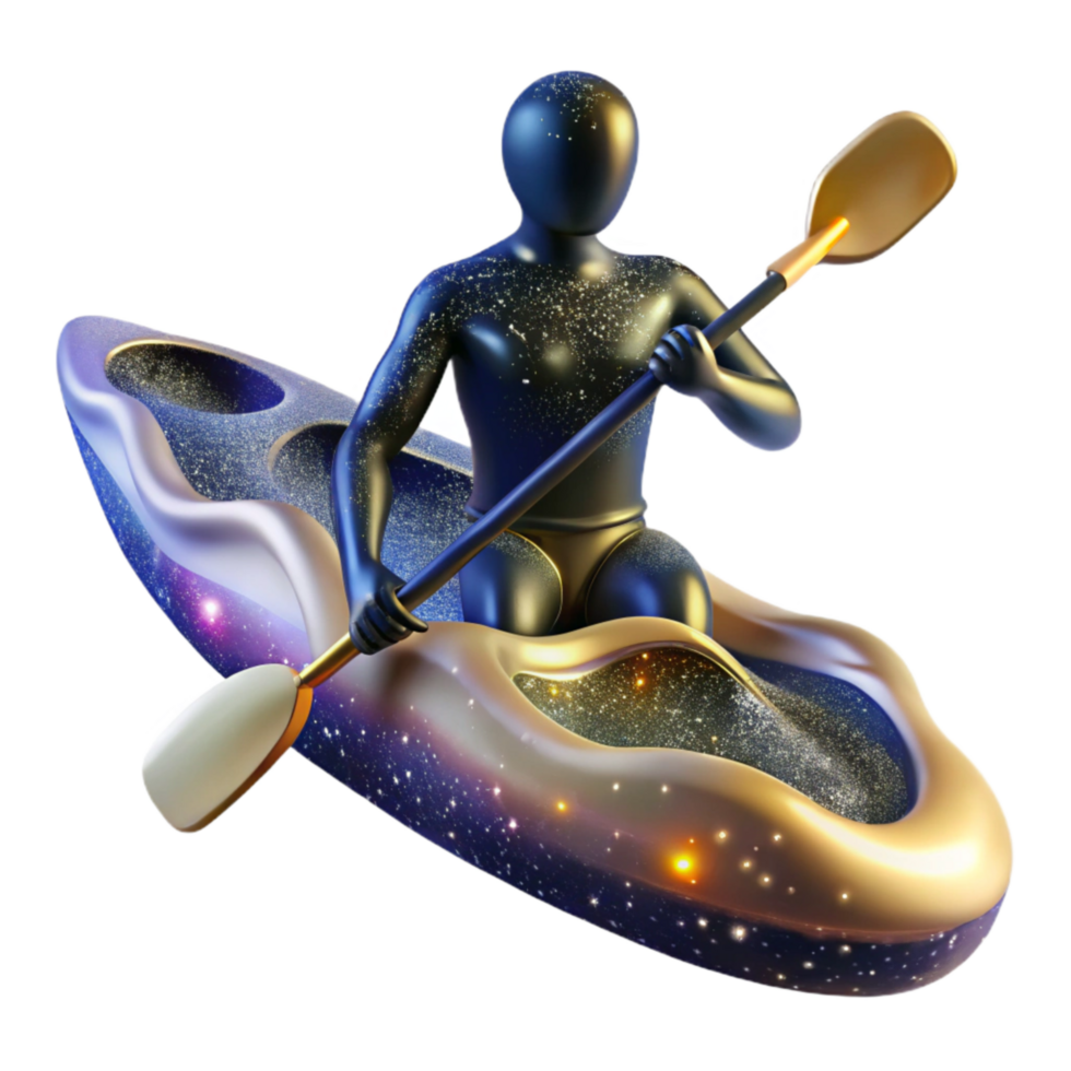 magnificent contemporary Silhouette of Person Kayaking in River Transparent Background high resolution png