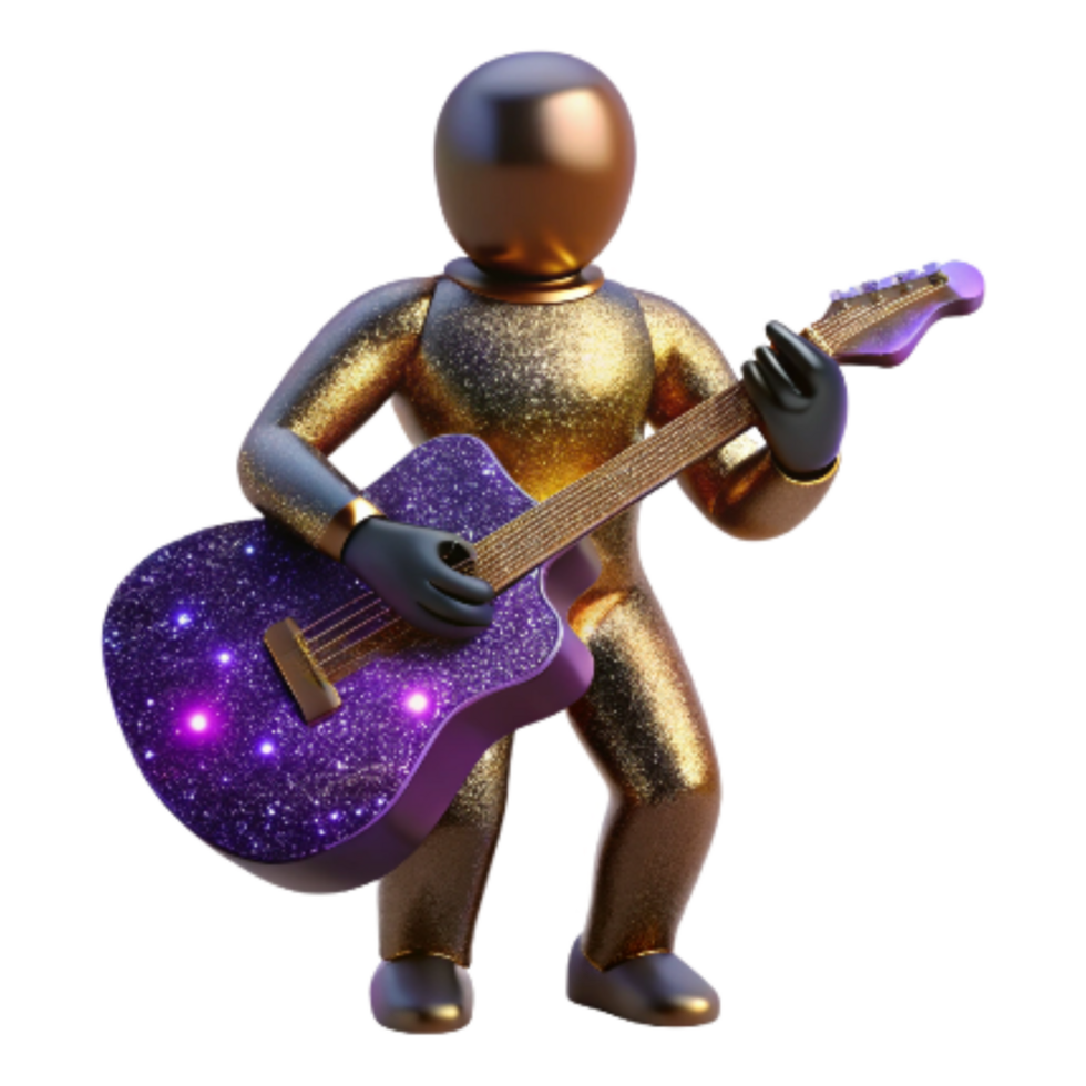 vibrant minimalist Silhouette of Person Playing Guitar Isolated original png